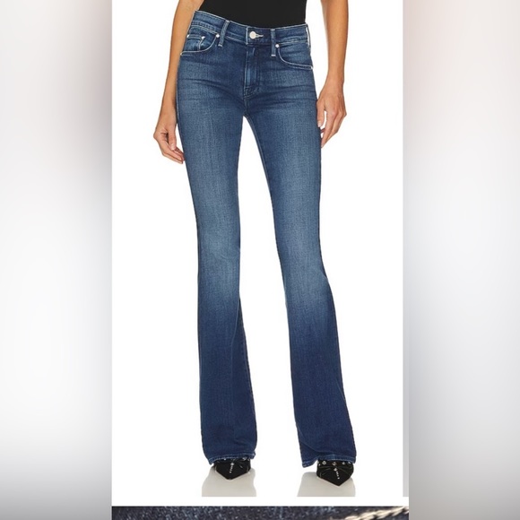 MOTHER Denim - MOTHER  The Down Low Weekender Heel in High Tide  Flare Jeans